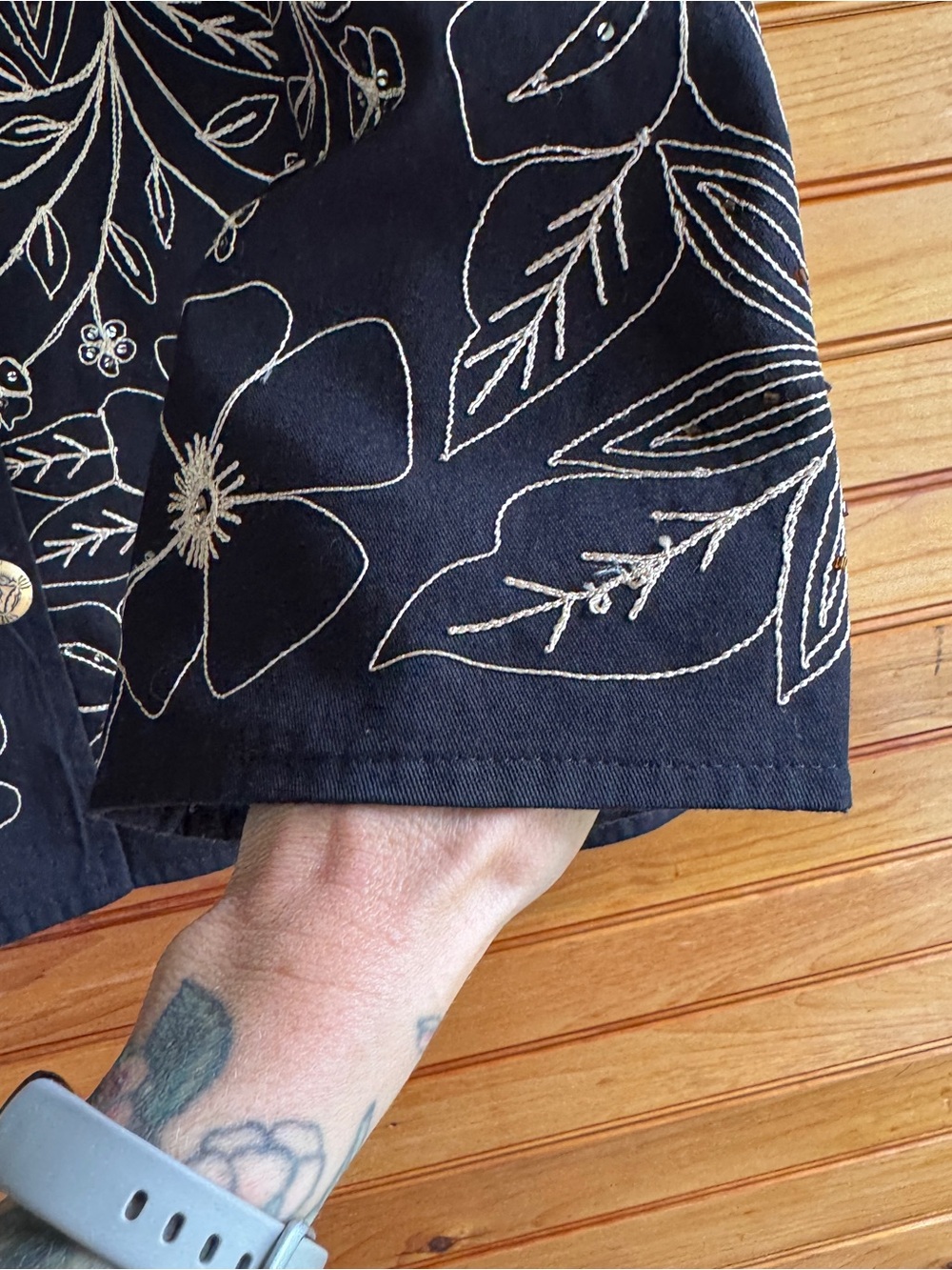 Embroidered Floral Jacket 1X Black Gold Beaded Boho Art to Wear Maximalist - Picture 6 of 14
